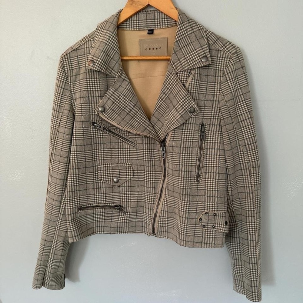 BlankNYC Moto Cropped Asymmetric Jacket Multicolor